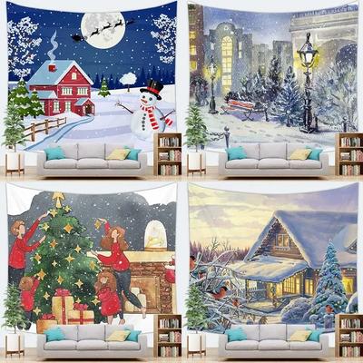 Weihnachtsthema Schneeszene Wandteppich Wohnzimmer Sofa Heimdeko Wandteppich