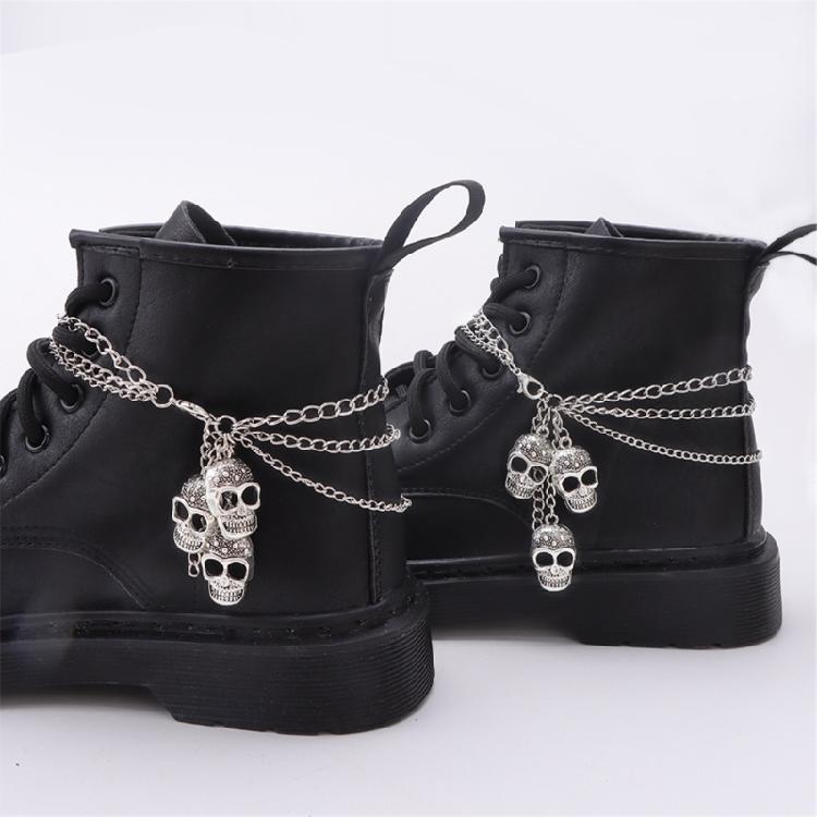 Popular Skull Shoe Chain Metal Shoe Decoration Metallic Chain Link for Footwear Styles Multilayer Motorcycle Boots Chain