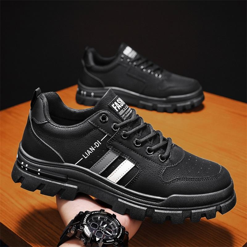 

Autumn and winter men s shoes solid color dirt-resistant work shoes tide blue tooling boots retro outdoor non-slip 44 чорний