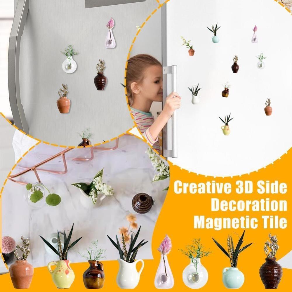 Durable Vase Magnets for Fridge Simulation Flower Vase Mini Plant Fridge Magnet  for Fridge