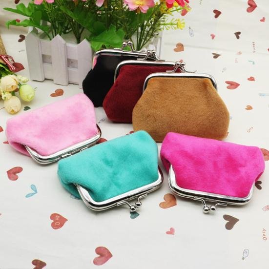 Mini Coin Purse, with Classic Kiss-lock Buckle Design, Portable Velvet Coin Purse, for Coins Earrings Lipstick Samples Daily Use