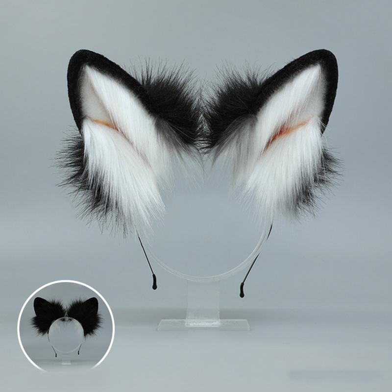 Cartoon Headband Fox Wolf Ears Shaped Hair Hoop Plush Party Headpiece Hair Band Party Cosplay Costume Props Unisex