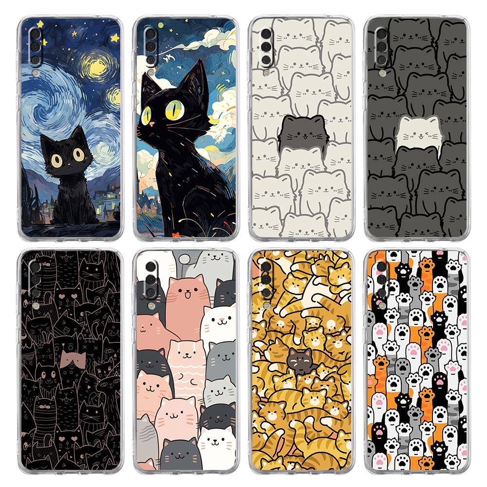 Cat-Printed Phone Case For Samsung A14 5G A12 A22 A32 A34 A42 A52 A54 A50 A70 A30 A40 A20E A10S A20S A02S A04S Silicone Cover