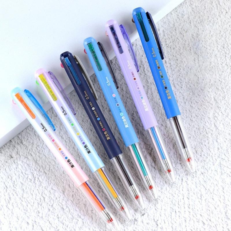 6Pcs Multicolored Gel Inks Pen 3 Color-in-1 Gel Pen 0.5MM Retractable Colored Gel Pen for Daily Journaling Note Taking