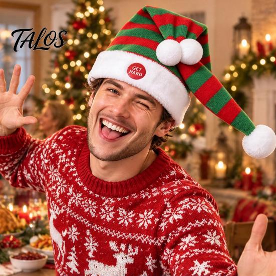 Quirky Christmas Sweater Party Hat Animated Naughty Santa Hat, Funny Dancing Button Activated Dynamic Holiday Costume Decoration Movement Soft