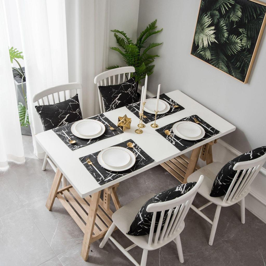 Nordic Black and White Marble Table Runner - Long Fabric Strip for TV Cabinet and Coffee Table Cover