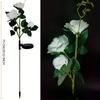 1pcs Outdoor Waterproof Solar Rose Lights with 3 Realistic Lighted Flower Heads Garden Decorative Lamp for Home Patio Decoration