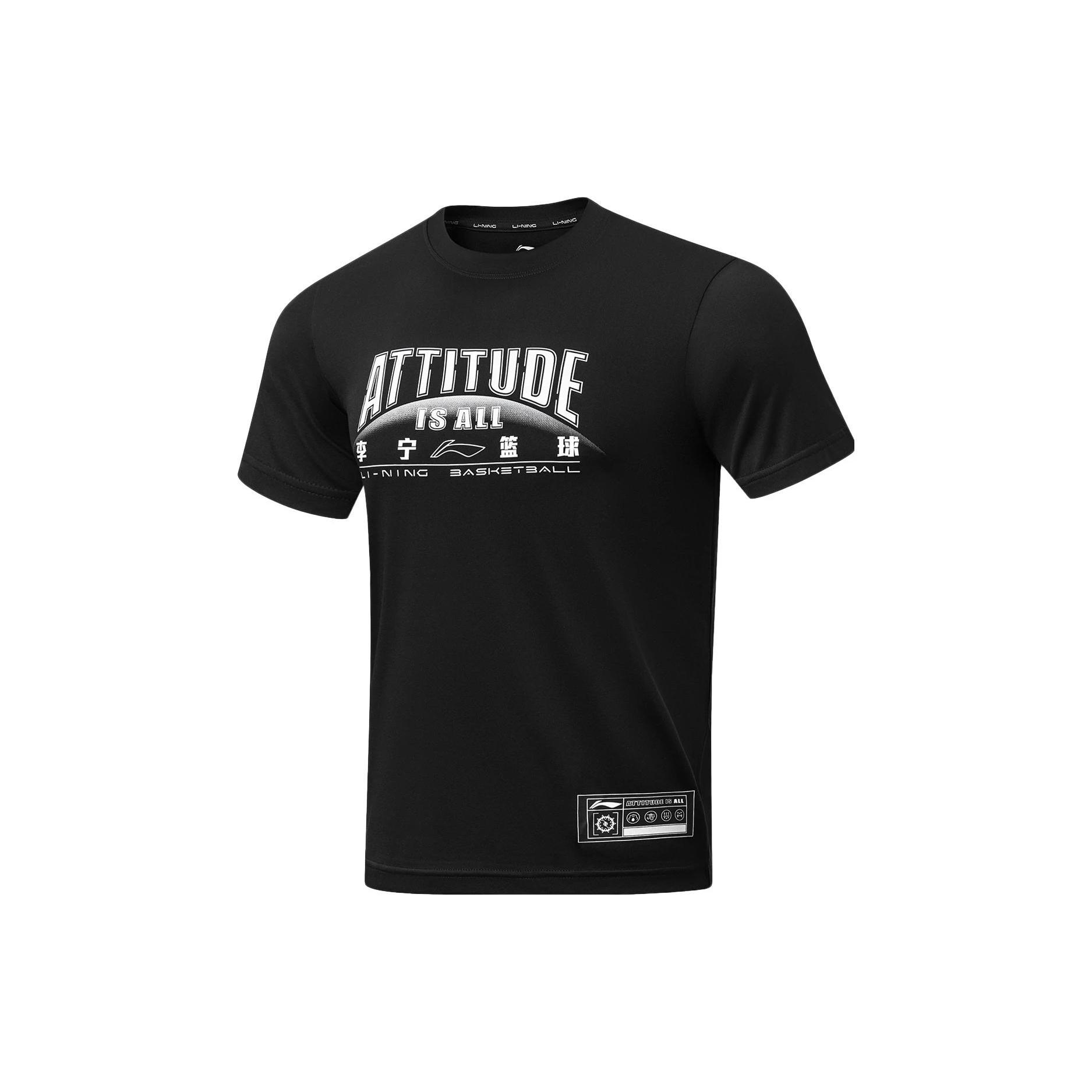 Li-Ning Basketball Attitude Is All Graphic T-shirt  Black White  Men s AHST299-1 M