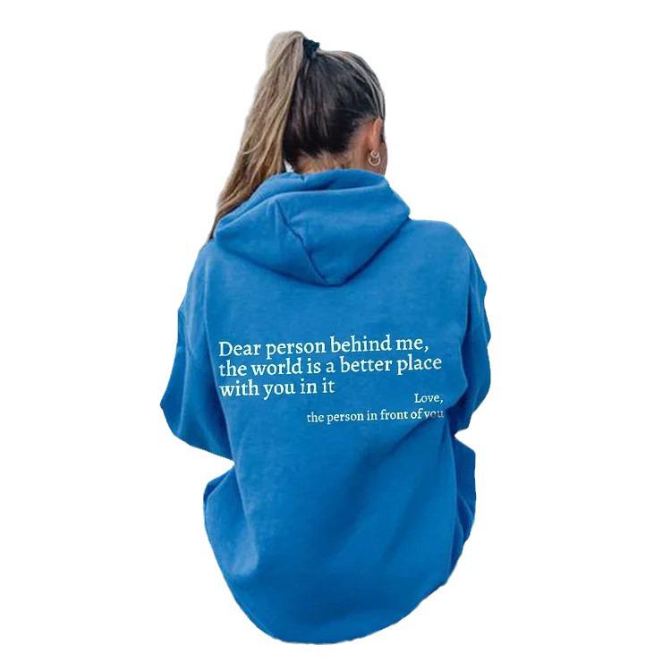 2024 European & American Fashion "Dear Person Behind Me" Loose Hoodie
