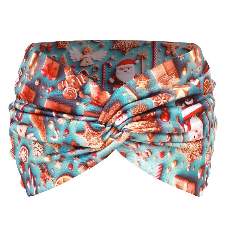 Extra breites Weihnachtskopfband: Weihnachtsmann, Baum, Schneeflocke, Lebkuchen-Designs