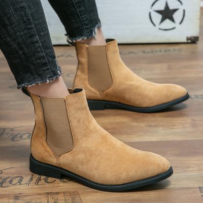 Luxury Brand Men's Formal Boots British Style High Top Suede Leather Ankle Boots for Men Chelsea Boots 2024 Casual Dress Shoes