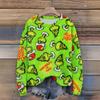 Long Sleeve Pullover Sweaters For Women O Neck Casual Cute Printing Knit Oversized Sweater
