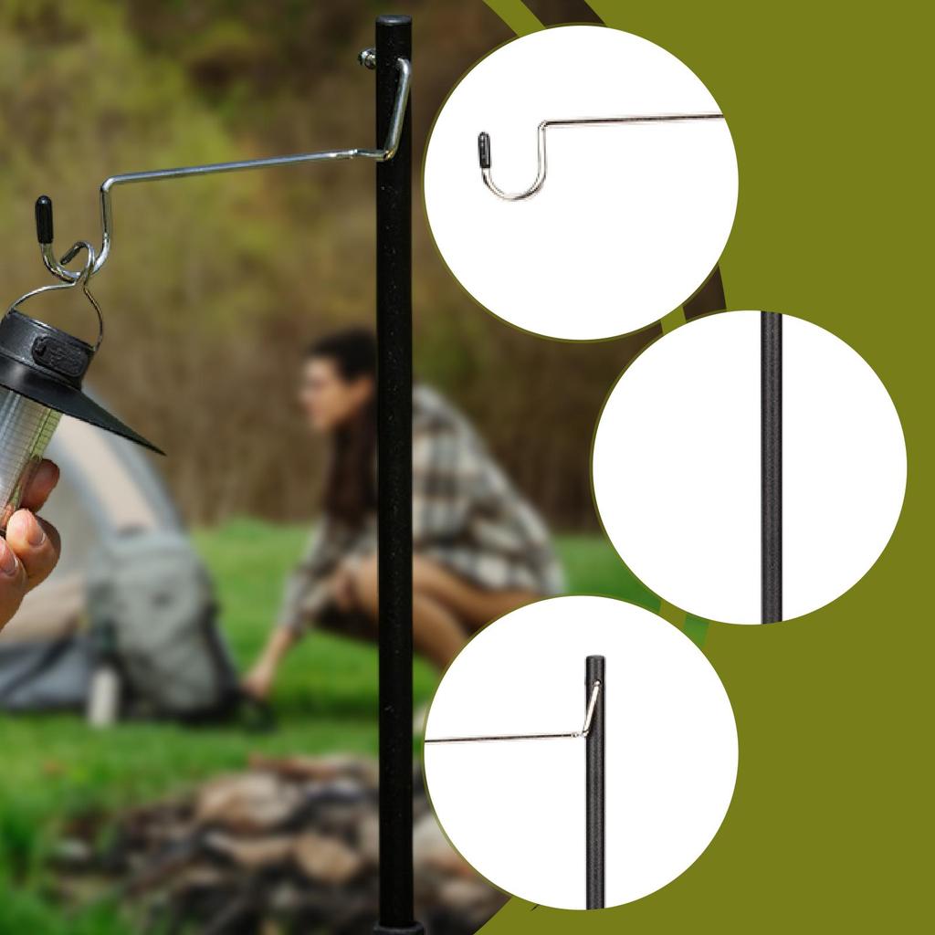 Camping Lantern Pole Hooked Stand for Picnic Lighting Professional Multipurpose Quick Installation Sturdy 32cm Length Compact