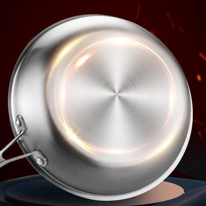 Non-stick Stainless Steel Honeycomb Frying Pan, Flat-bottom, Low Oil Smoke for Frying Steak and Eggs