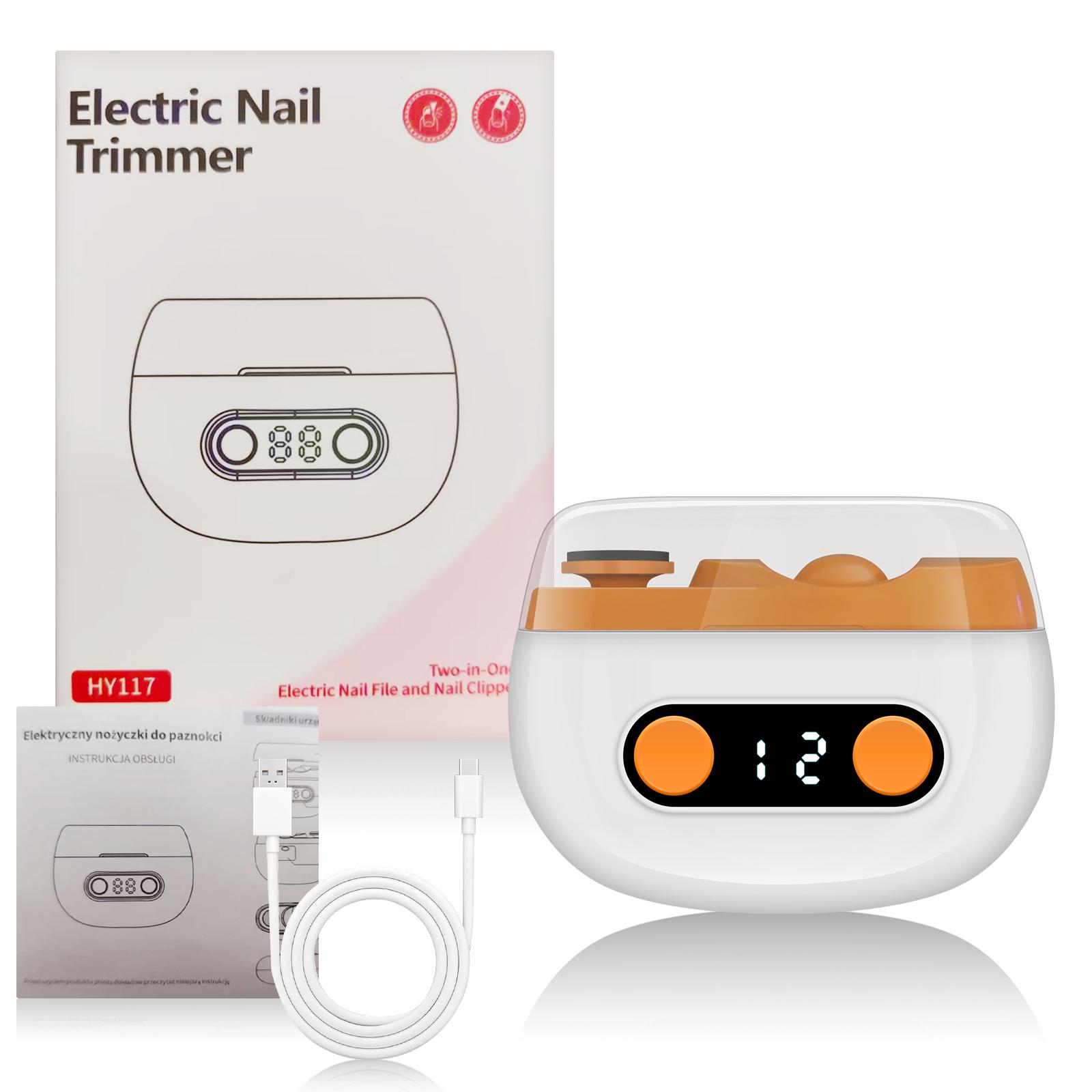 2 in 1 USB Rechargeable Nail Trimmer Polisher Automatic Electric Nail File Cutter Electric Nail Clipper
