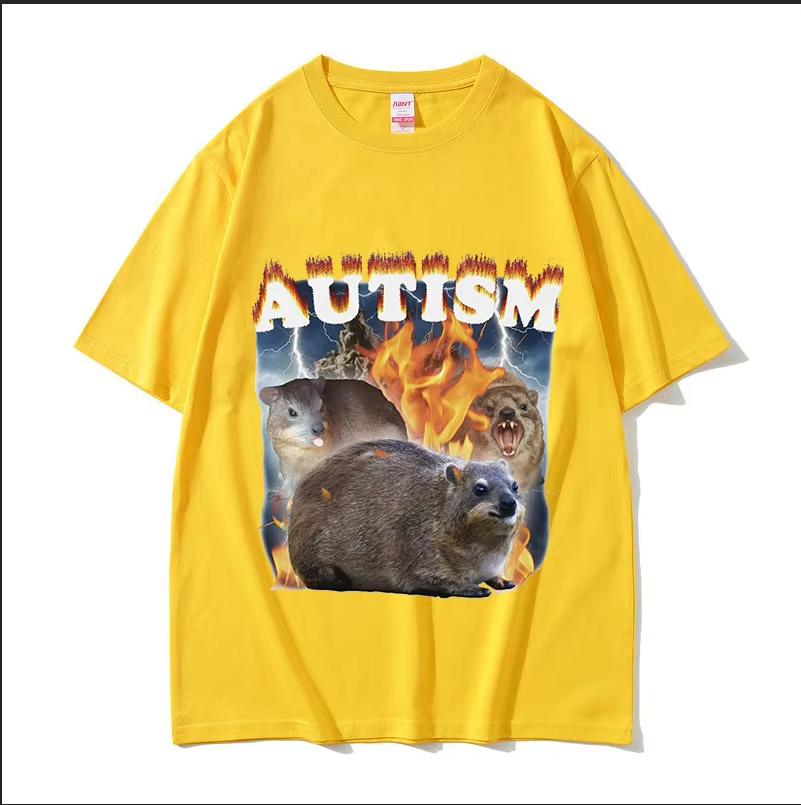 

Funny Autism Hyrax Meme T Shirt Men Fashion O-Neck High Quality Fashion T-shirts Unisex Retro Harajuku Oversized Cotton T-shirt 4XL