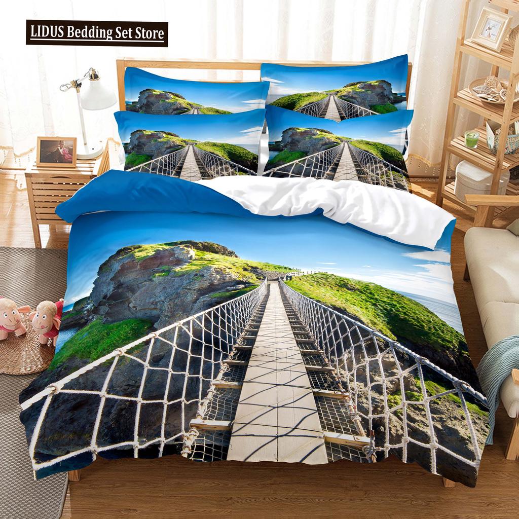 Building Famous Landscape Bedding Set For Bedroom Soft Bedspreads For Bed Home Comfortable Polyester Duvet Cover With Pillowcase
