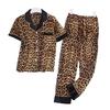 Pajamas Casual Clothing Summer Short Sleeve Trousers Thin Leopard Print Lapel Loungewear