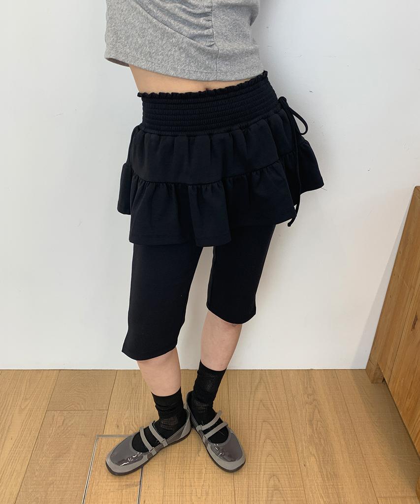RONRON Gerimpelde Capri Leggings Broek Zwart