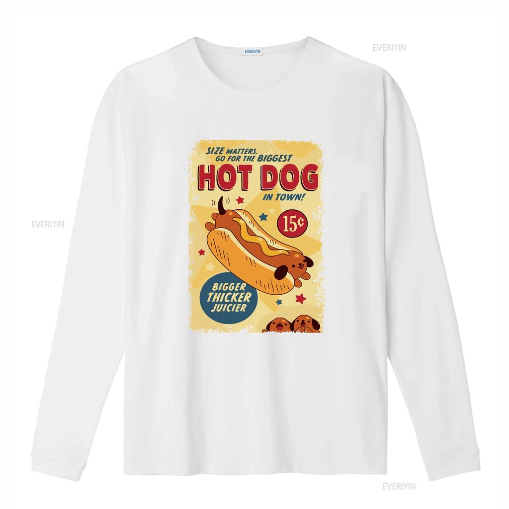 Size Matters Go For The Biggest Hot Dog Bigger Thicker Juicier T Shirt Baggy Boyfriend Baseball 3013 Vintage Washed Breathable