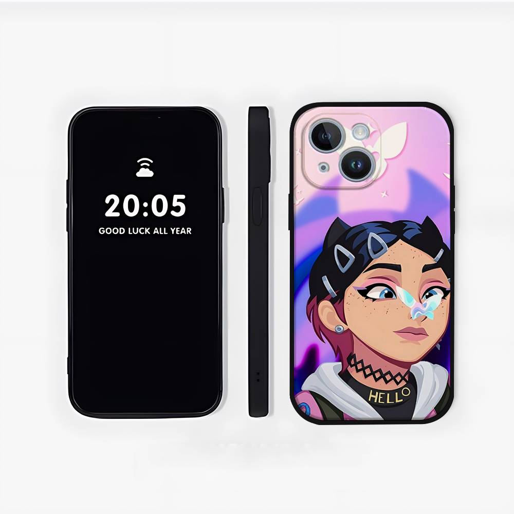 Cute C-Clove V-ValorantS Phone Case Phone Case For IPhone 17 16 15 14 13 12 11 X XR XS Plus Pro Max Mini Soft Black Cover