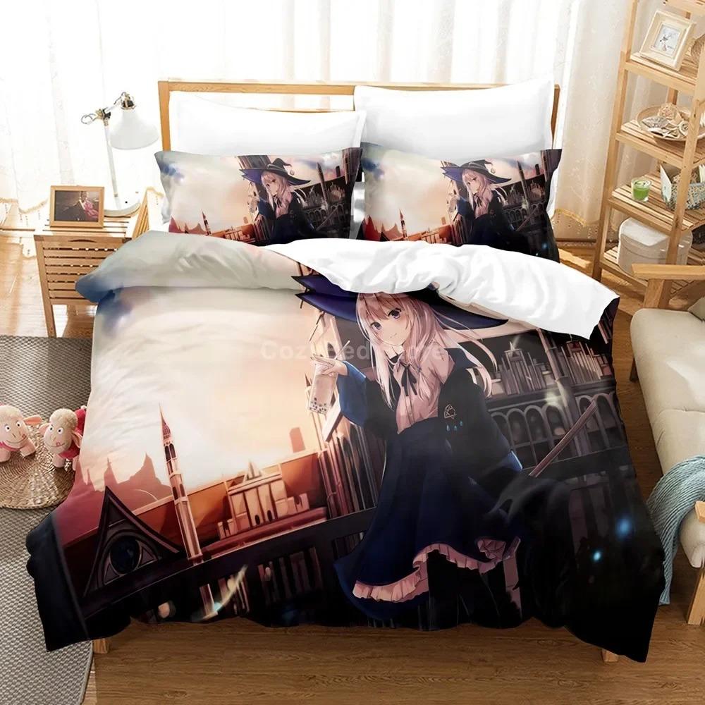 Durable Modern Twin Queen King Single Comforter The Journey of Elaina Anime 3d Sets Bed Polyester Size Kids Gift Cartoon