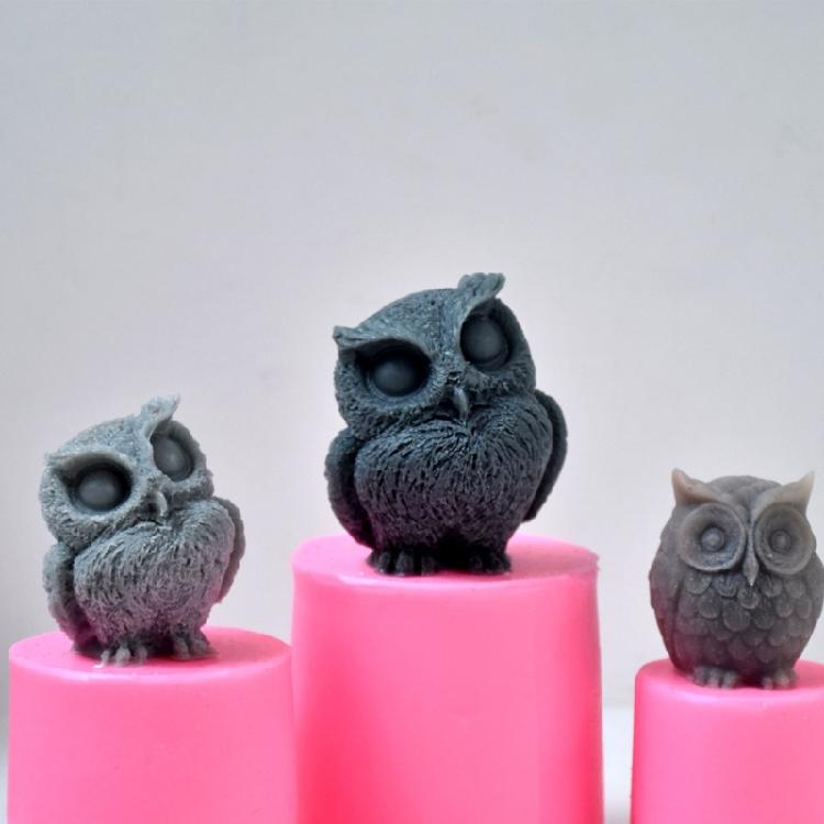 3D Owl-Shape Silicone Mold Cute Bird Scented Candle Epoxy-Casting Mold Candle