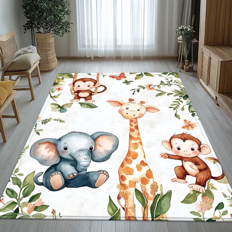 HD Adorable Animal Design High Definition Printed Carpet Living Room Bedroom Kids Room Soft Floor Mat Home Decor Rug Door Mat