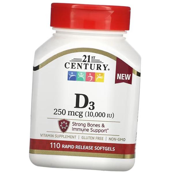Vitamin D3 Rapid Release, Vitamin D3 10000 Rapid Release Softgels, 21st Century 110 Softgels (36440120)