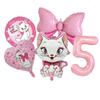 5pcs Marie Cat Bow Balloons Pink Girls Birthday Party Balloons Decoration Cartoon Marie Cat Animal Pet Balloon Baby Shower Decor