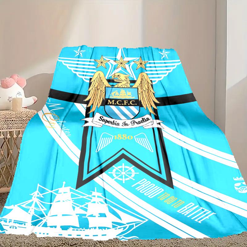 Manchester United Manchester City Pattern Blanket, Cozy Blanket for All-Season Comfort on Sofas, Beds, Office, Car, Camping and Travel