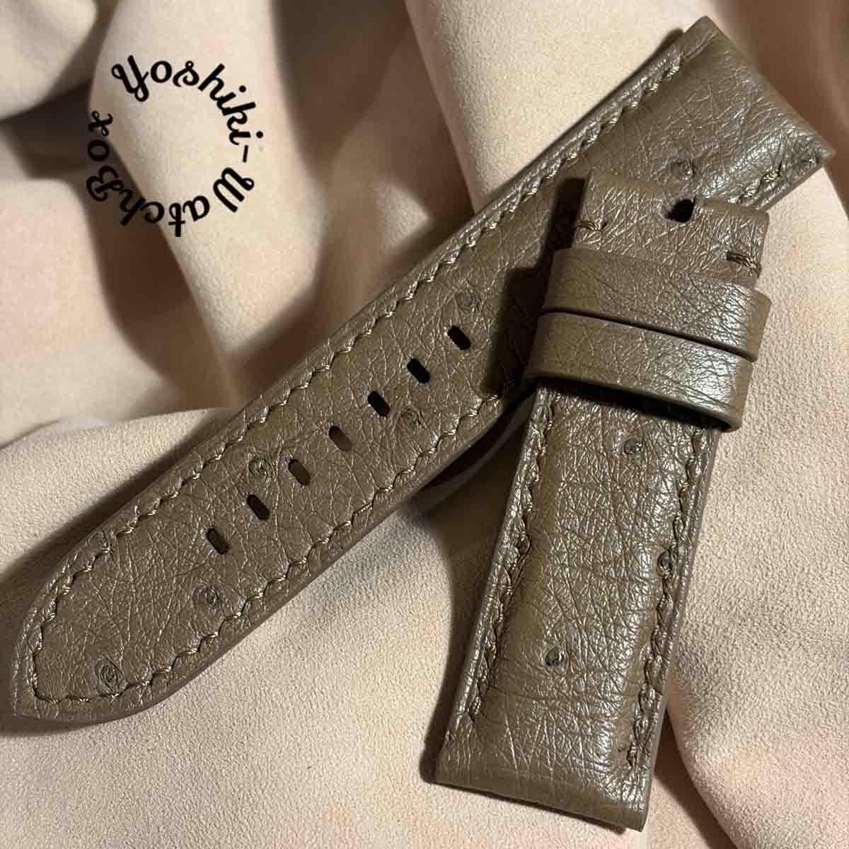 Used ost-453 Ostrich leather watch strap taupe (lug width 24mm - buckle width 22mm)