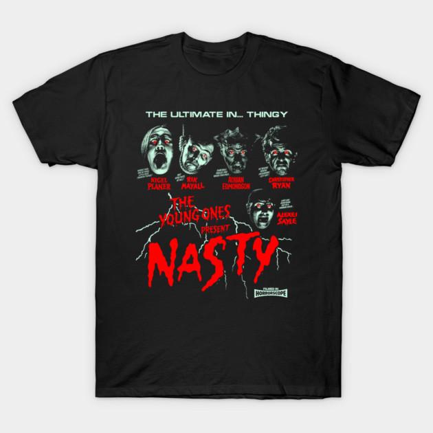Asian Size Men Black Print T-shirt The Young Ones Present ... Nasty No-Cut Print Cotton Tshirt 3XL чёрный