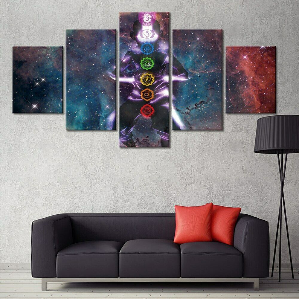 5 Stück Buddha Chakra Zen Galaxy Dekor Leinwand Bild Wandkunst 5 Stück Bilder Gemälde Poster HD Druck Home Decor Kein Rahmen