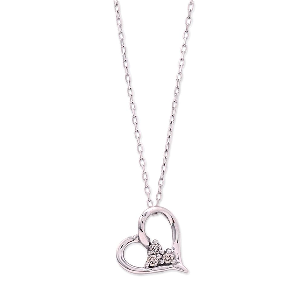 Estelle Official Women's Necklace, 10K White Gold with Diamonds and Heart Motif, 0442-0054-0020-0000