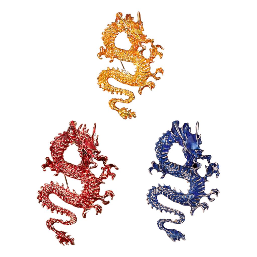 Unique Dragon Shaped Brooch Stylish Alloy Breastpin Traditional Chinese Zodiacs Style Breastpin Gift for Women Girls
