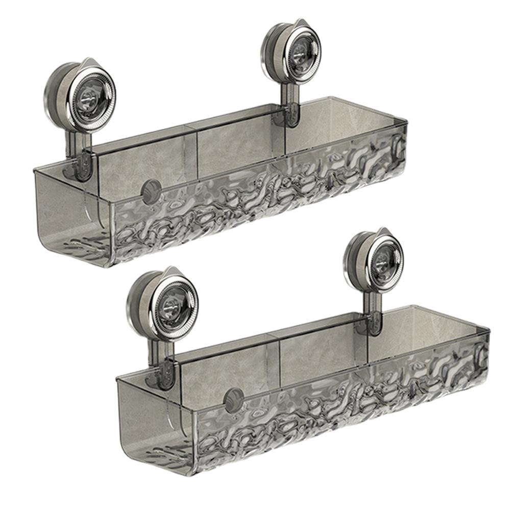 

2Pcs Suction Cup Bathroom Storage Shelf No Drill Storage Basket Multifunctional Shampoo Holder Bathroom Accessories сірий колір