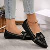 Spot Foreign Trade Thin Pointed Large Size Flat Single Shoes Fly Weaving One Pedal Bow Casual Breathable Women's Shoes