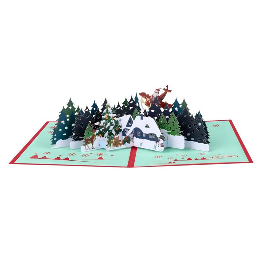 Elegant Christmas Theme Popup 3D Greeting Card Handmade Festival Gifts Postcard with Envelope Festives Surprise Card