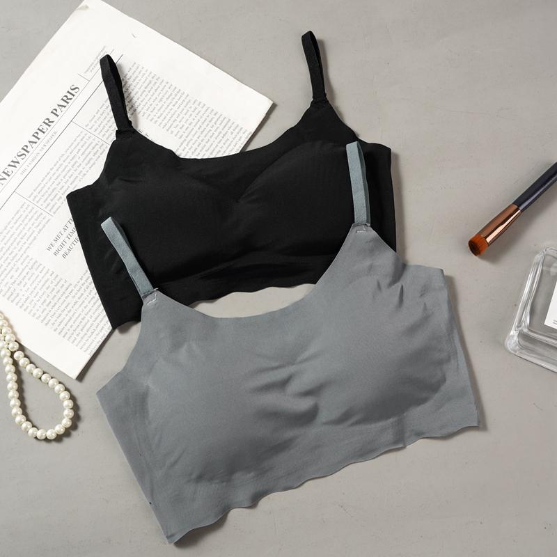 Sommer Damen Push Up Eis Seide Nahtloser BH Gepolsterte Unterwäsche Dünne BHs Lingerie Bralette