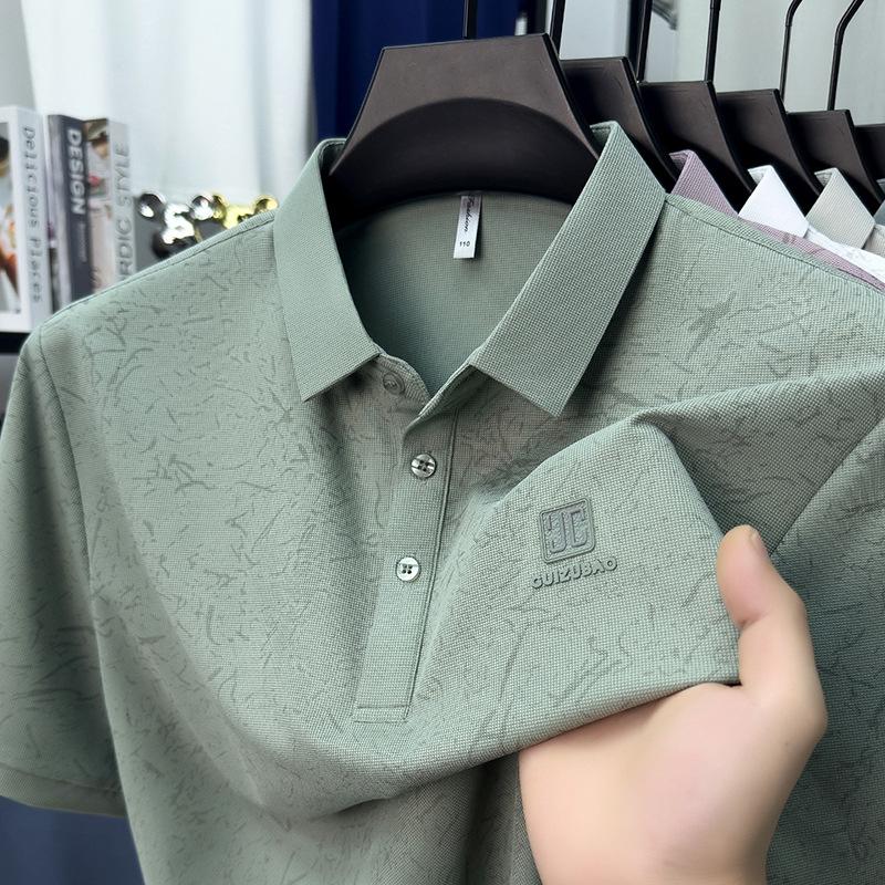 Summer Short Sleevepolo Men's Business Casual Printed Lapel Collar Short Sleeve T-Shirt Top