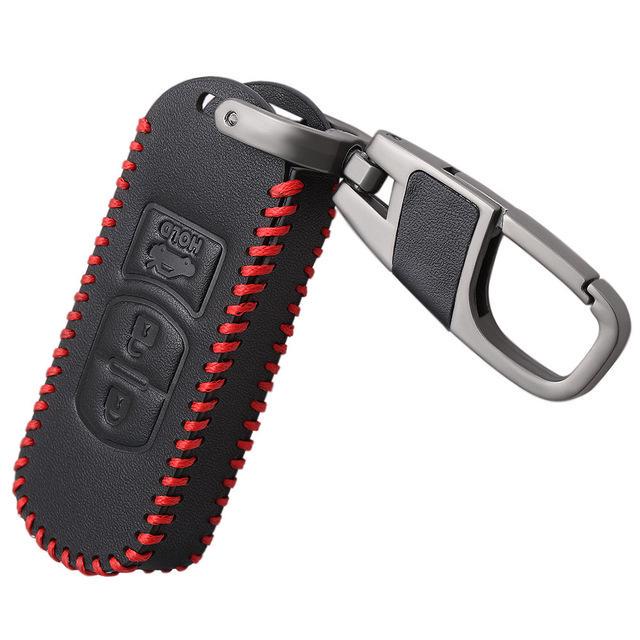 

Справжній автомобільний чохол для ключів зі шкірою для Mazda 2 3 6 Axela Atenza CX5 CX7 CX9 Mazda Smart 2/3 For Mazda Smart-3 Button червоний/чорний