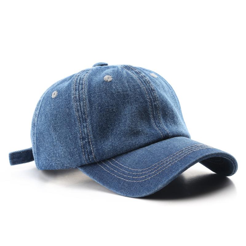 Baseball cap Korean version of Japanese women's solid color light board denim couple baseball cap outdoor men's sunscreen sunshade cap