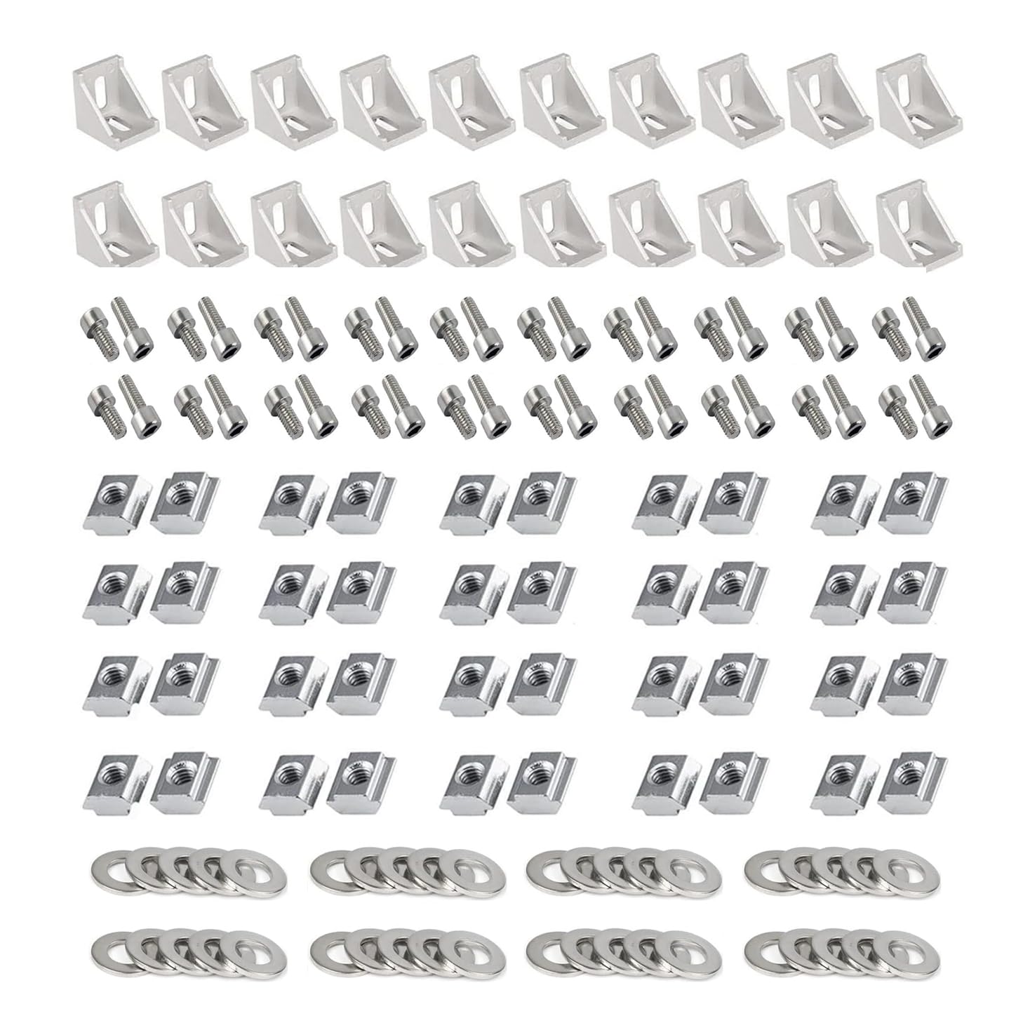 

KDSSYFT Серия 2020 Алюминиевый профиль Соединитель Угловые кронштейны Винты с шестигранной головкой M5 Гайки M5 Плоские шайбы M5 Аксессуары для алюминиевого профиля для 6 мм