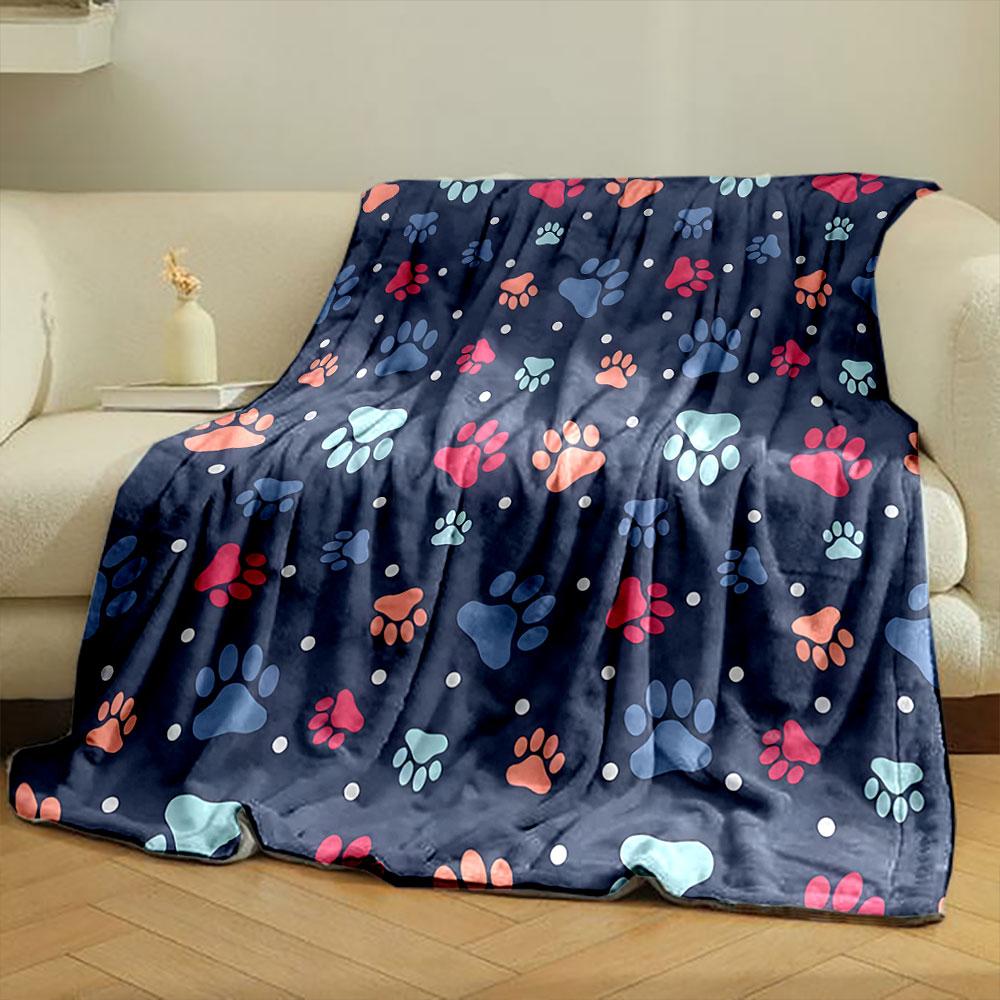 Colorful Paw Print Pattern Blanket print blanket soft and cozy perfect for the living room bed sofa or a nap,gift