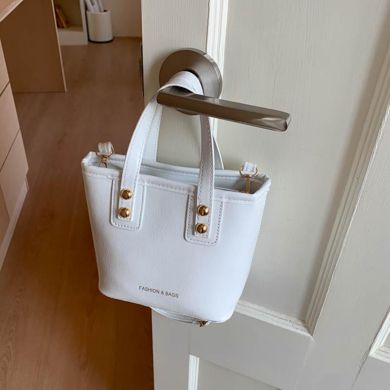 

Premium sense bucket bag new simple popular beautiful casual versatile portable shoulder messenger bag women білий