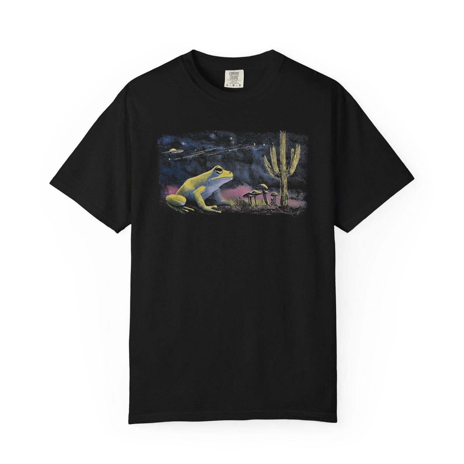 Neon 90s Frog Desert Nights T-shirt | Retro Vaporwave Tee S