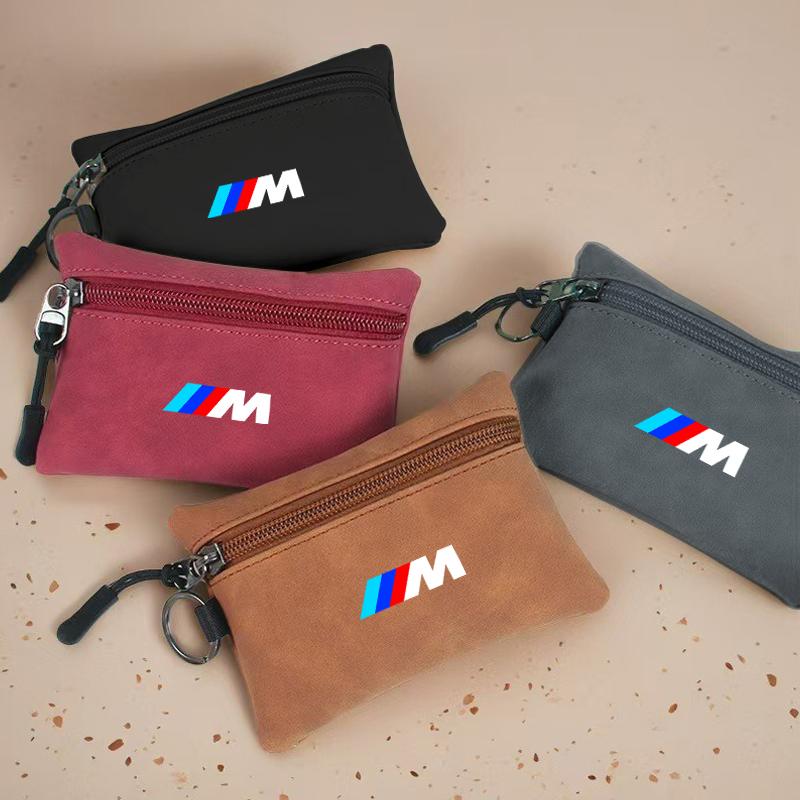 Suede Car Key Case Zipper Mini Storage Bag For BMW 1 3 5 7 Series M Performance X1 X3 X4 X5 F10 F15 F16 F20 F30 M3 M4 E34 E46 Cypd20