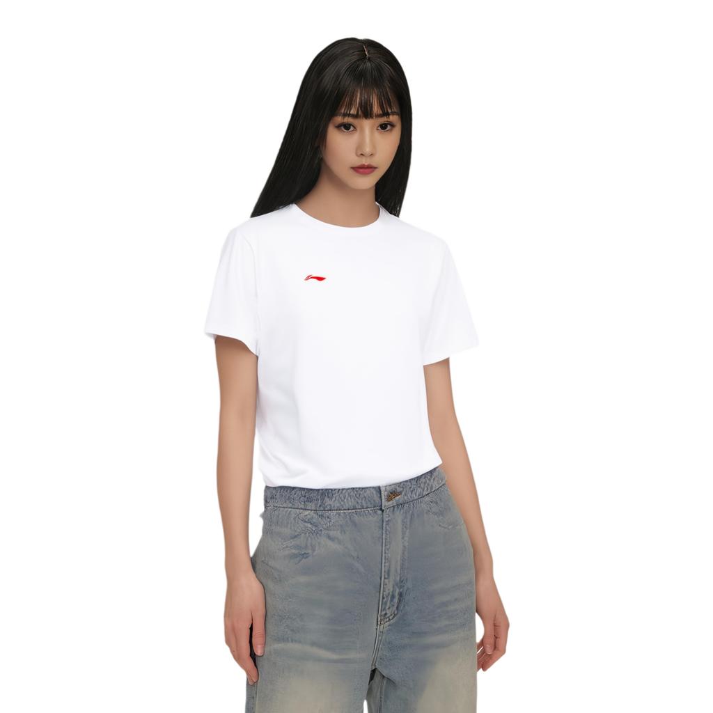 Li-Ning Simple Versatile Comfortable Casual Sports Round Neck Quick-Dry Short Sleeve T-Shirt Unisex Tops White AHSUG27-2