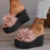 Summer New Flower Muffin Slippers Women's 2025 Large Size One-word Slippers Thick-soled Cool Slippers